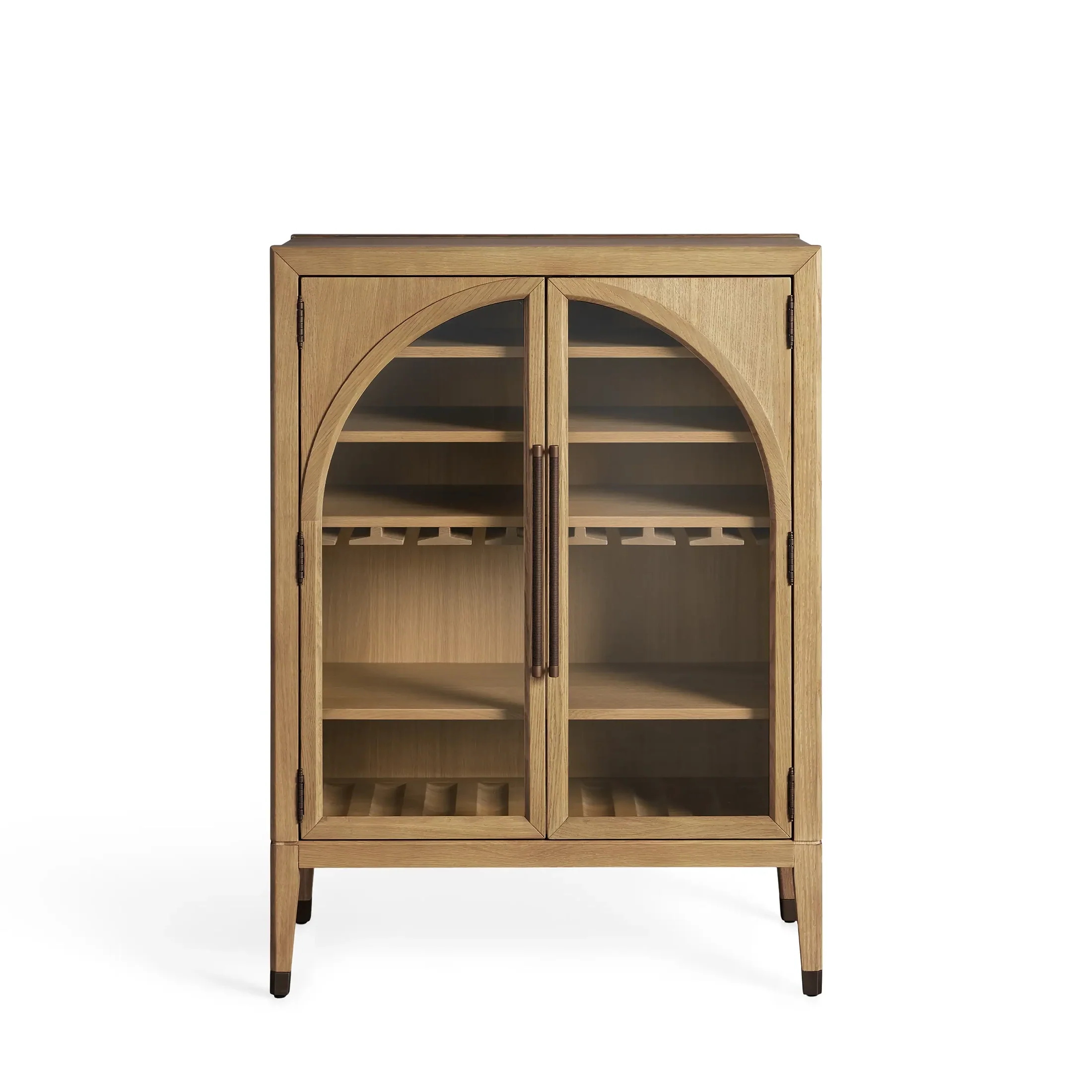 Wood Cabinet with Arch - top Glass Panels 
