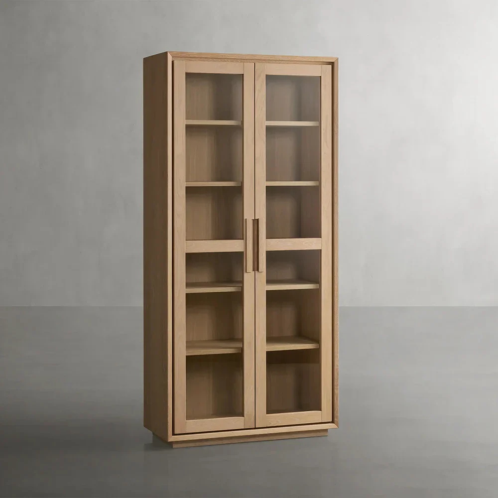 Two - door Glass - enclosed Wooden Display Shelf