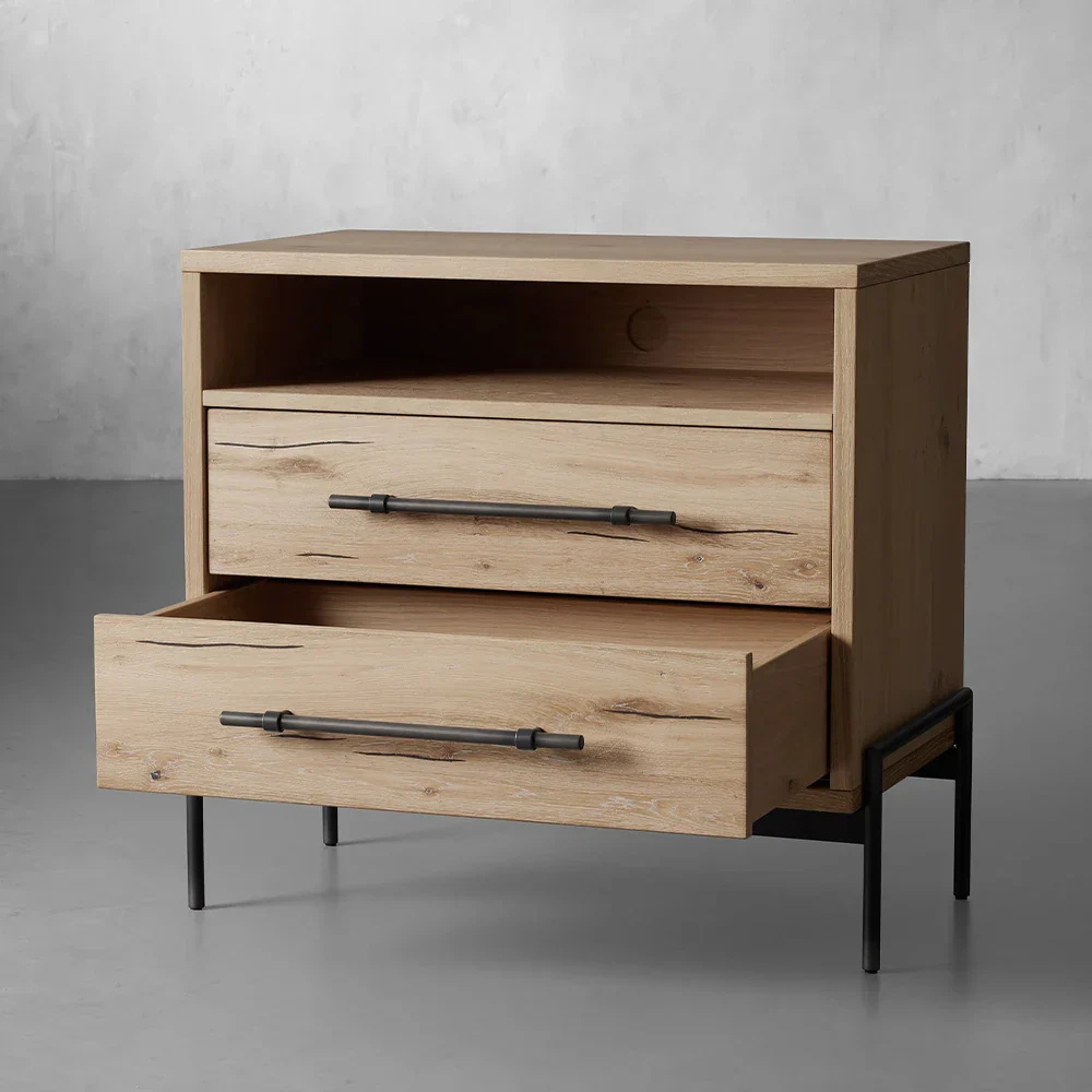  Wood Two - drawer Storage Nightstand
