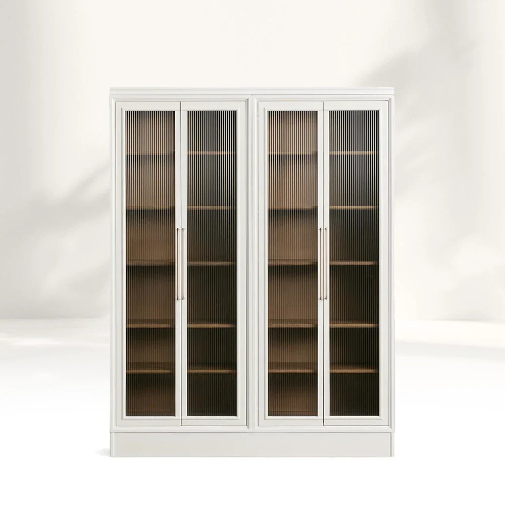 Modular Single Tall Reeded Glass Plinth Cabinet