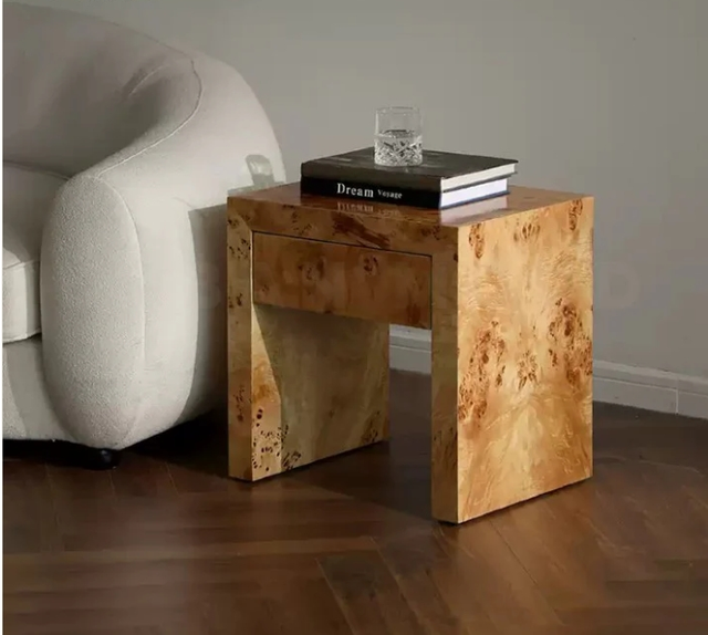 Wabi-sabi Style Solid Wood Side Table