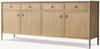White Oak Marble Top Storage Sideboard