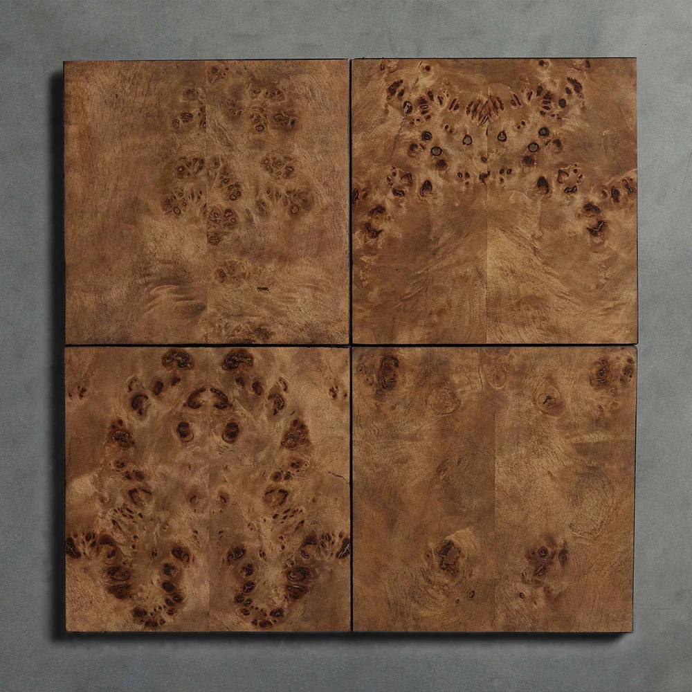 Luxury Burl Wood And Leather Night Table 