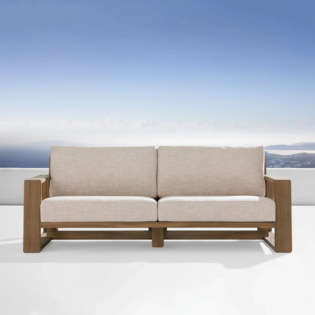 Outdoor Teak Sofa In Weathered Fawn