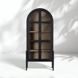 Oak Arch - top Glass - door Bookcase