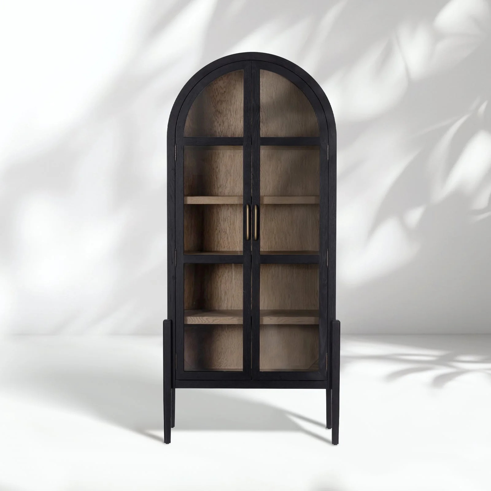 Oak Arch - top Glass - door Bookcase