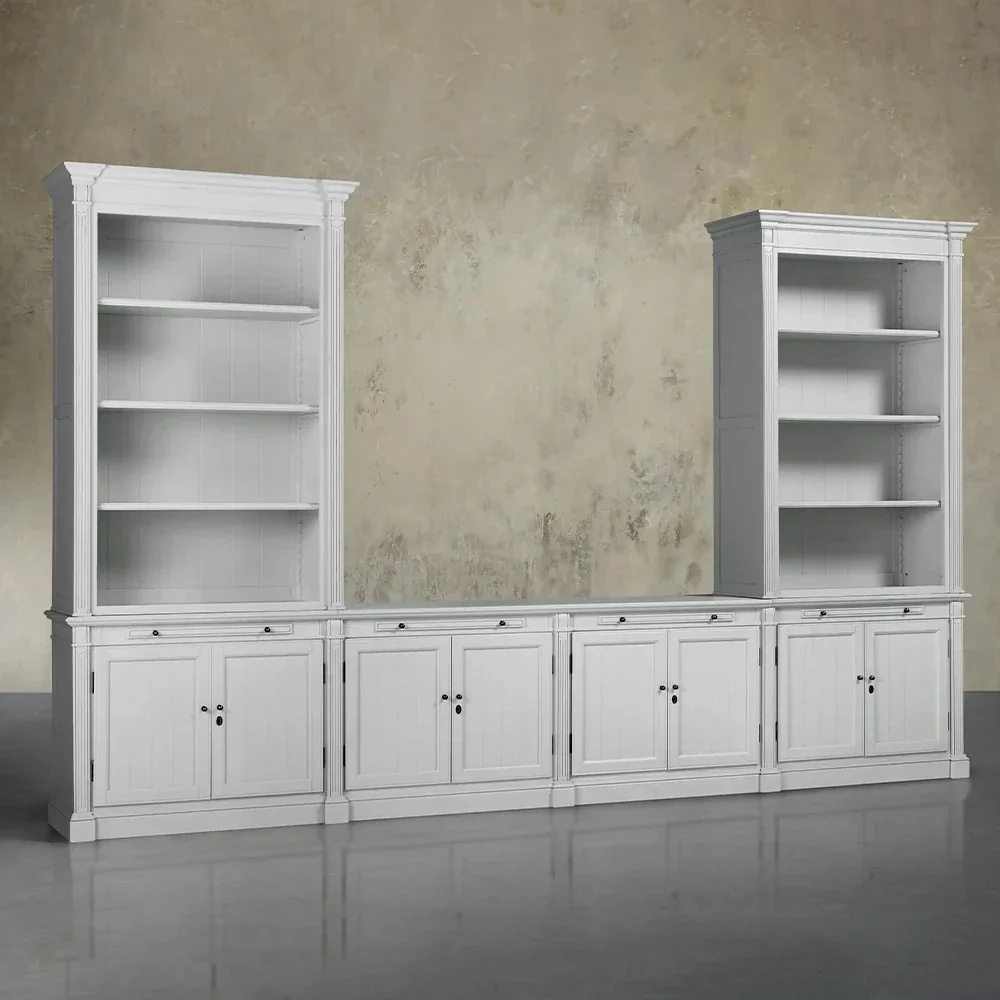 Modular Media Console with Double Bookcases