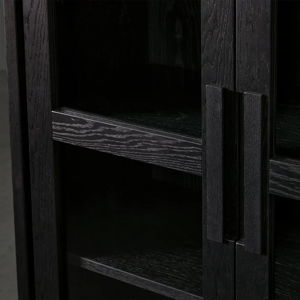 Two - door Glass - enclosed Wooden Display Shelf