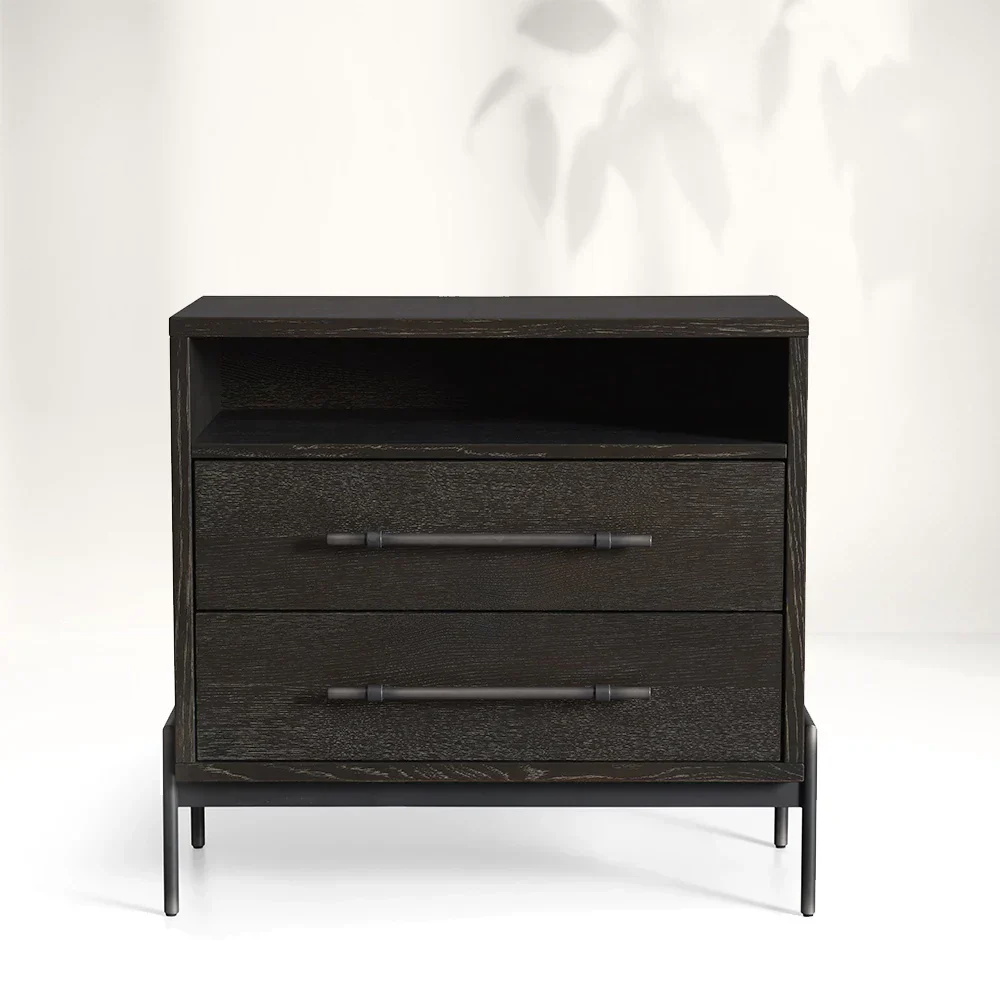  Wood Two - drawer Storage Nightstand