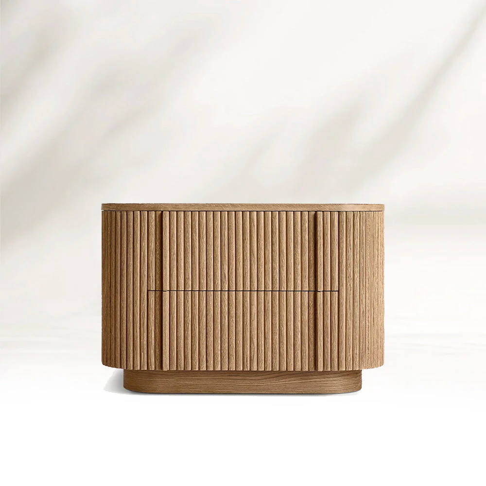 Vertical - striped Curved Nightstand