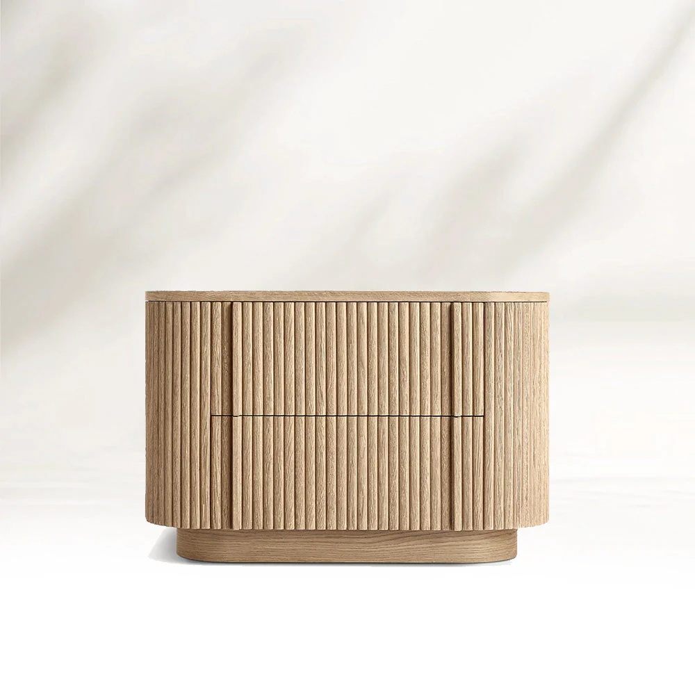Vertical - striped Curved Nightstand