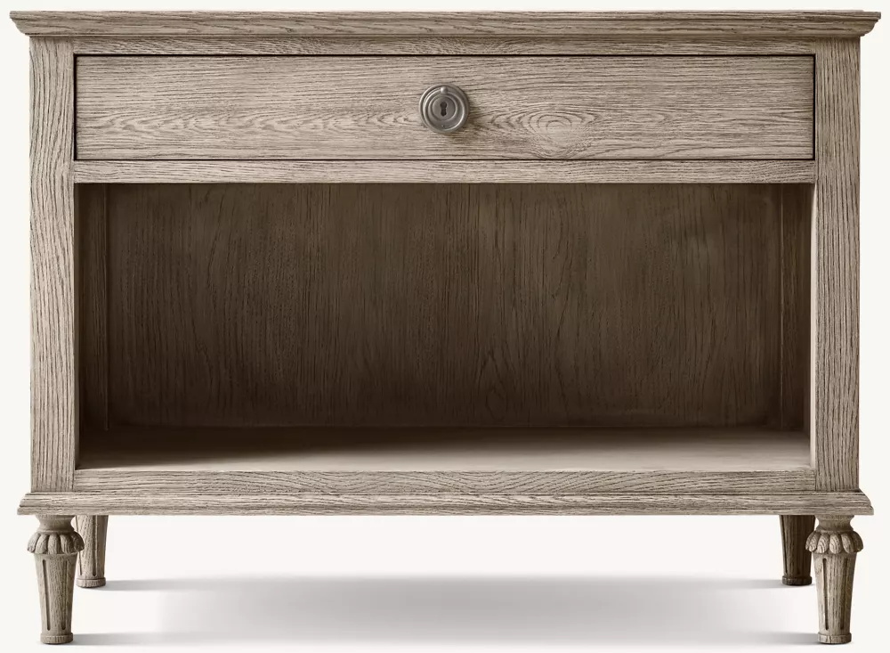 Rattan & Wood Bedside Table