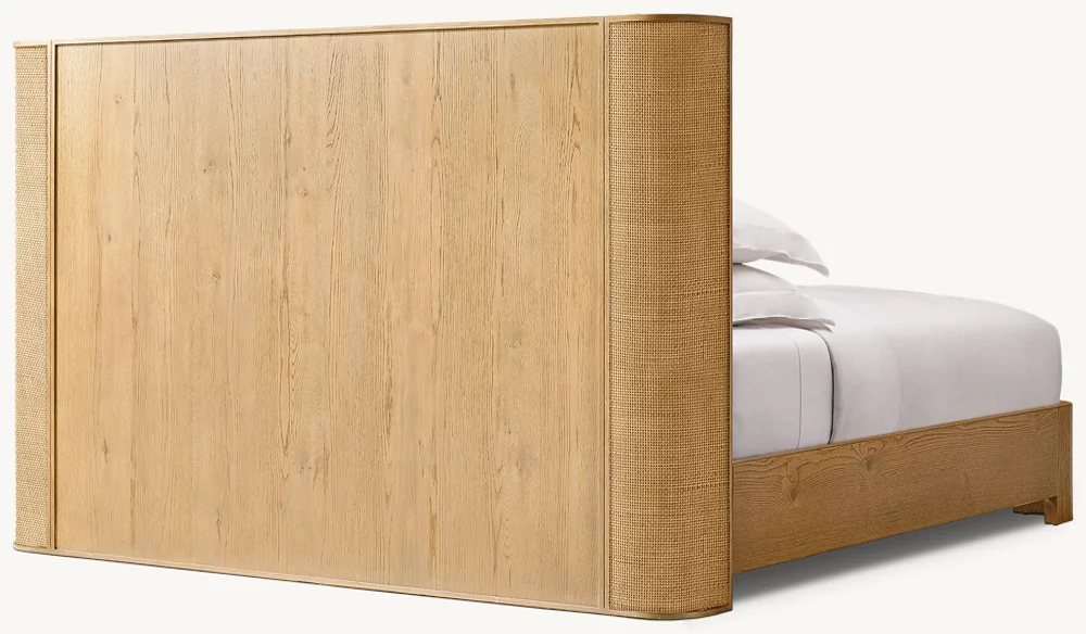 The back of the solid wood bed