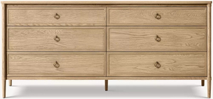 Patterned White Oak Six-Drawer Chest