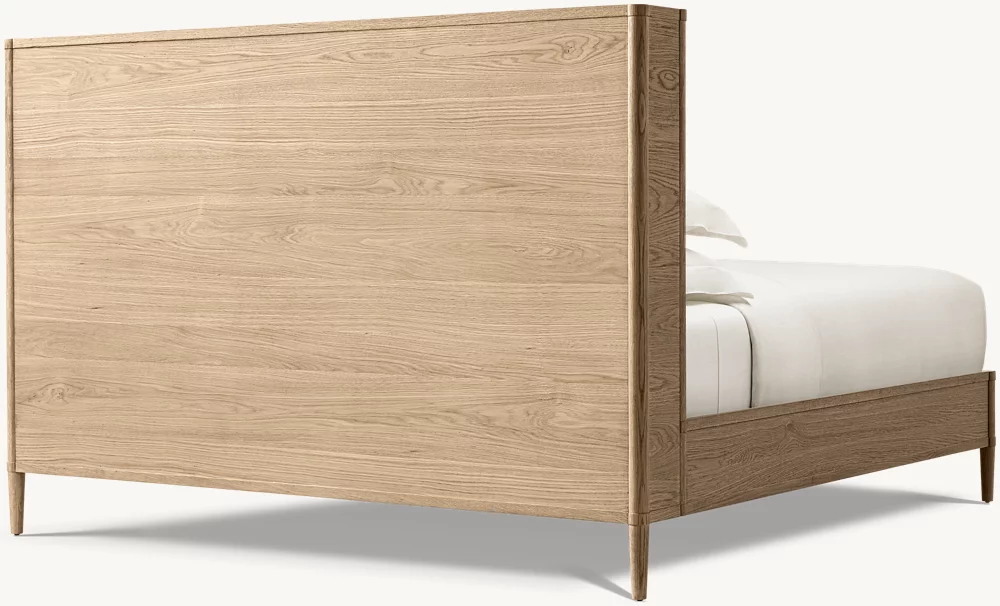 Solid Wood Bed with Wing-shaped Headboard