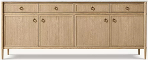 White Oak Marble Top Storage Sideboard