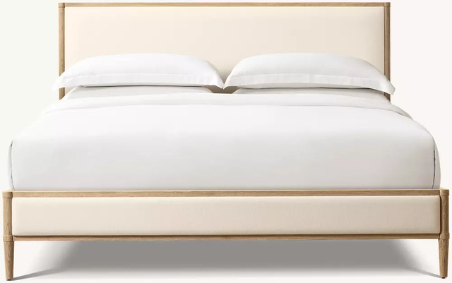 Fabric-covered Solid Wood Bed