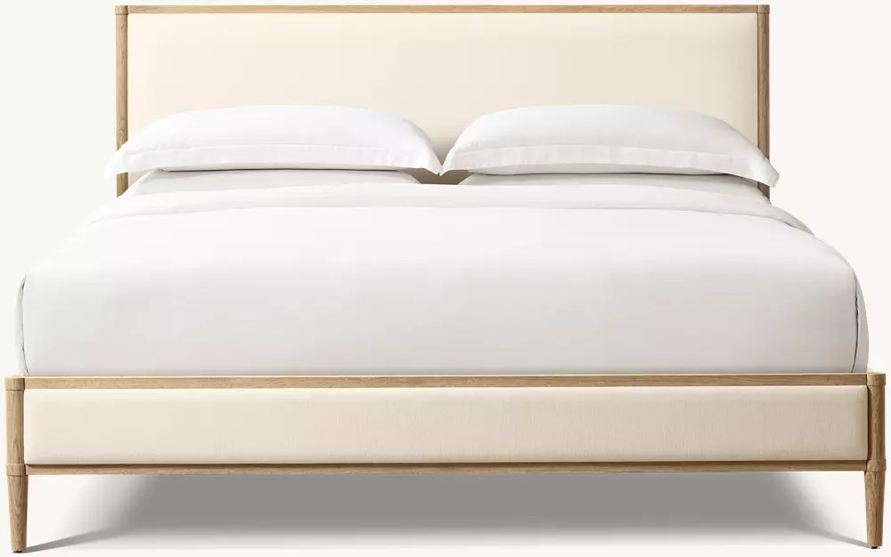 Fabric-covered Solid Wood Bed