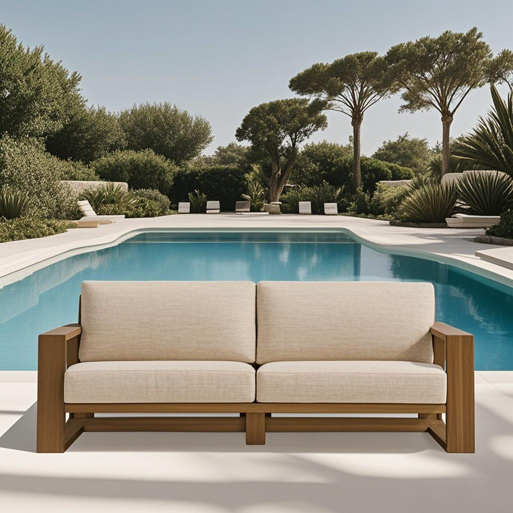 Outdoor Teak Sofa In Weathered Fawn