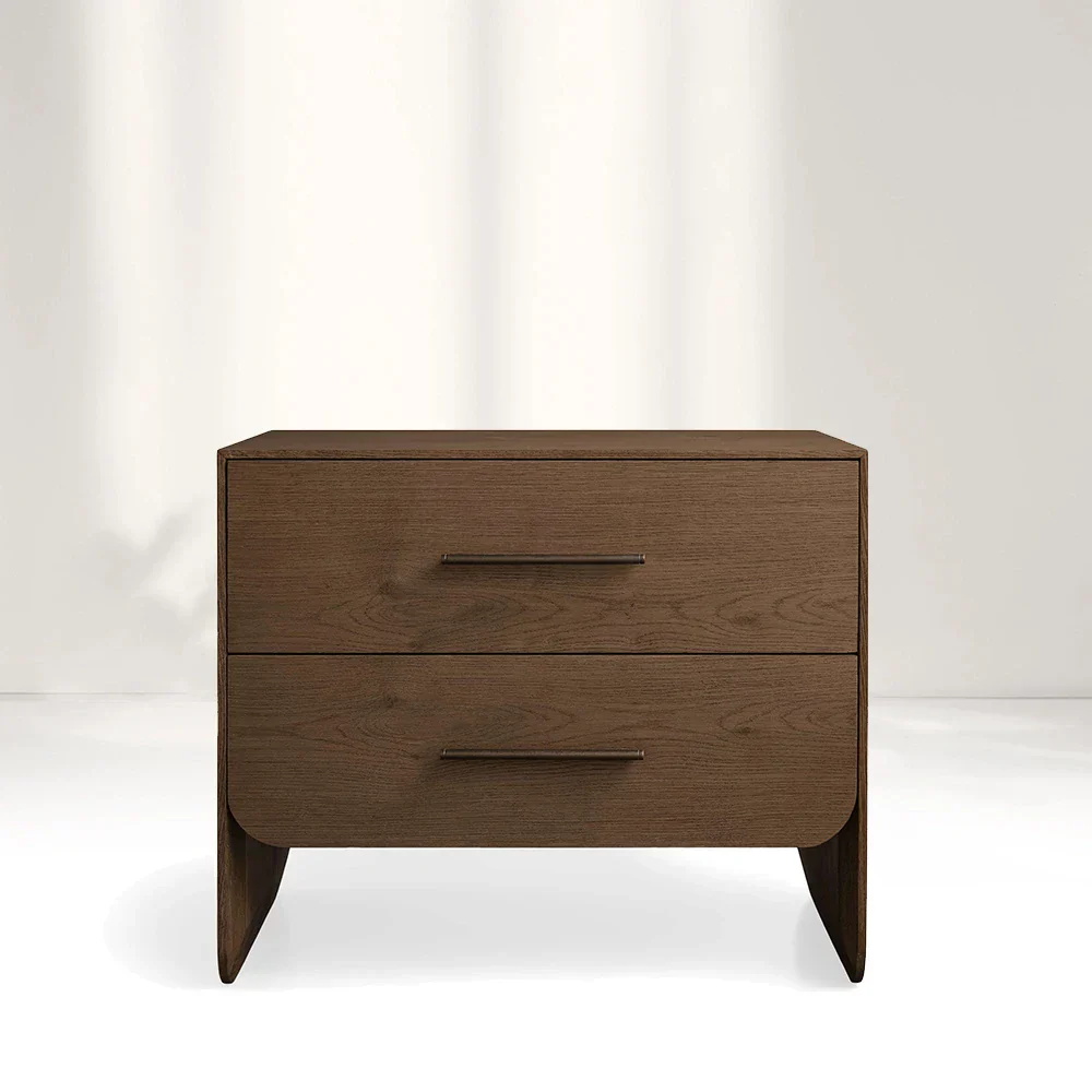  Double - Drawer Solid Wood Nightstand