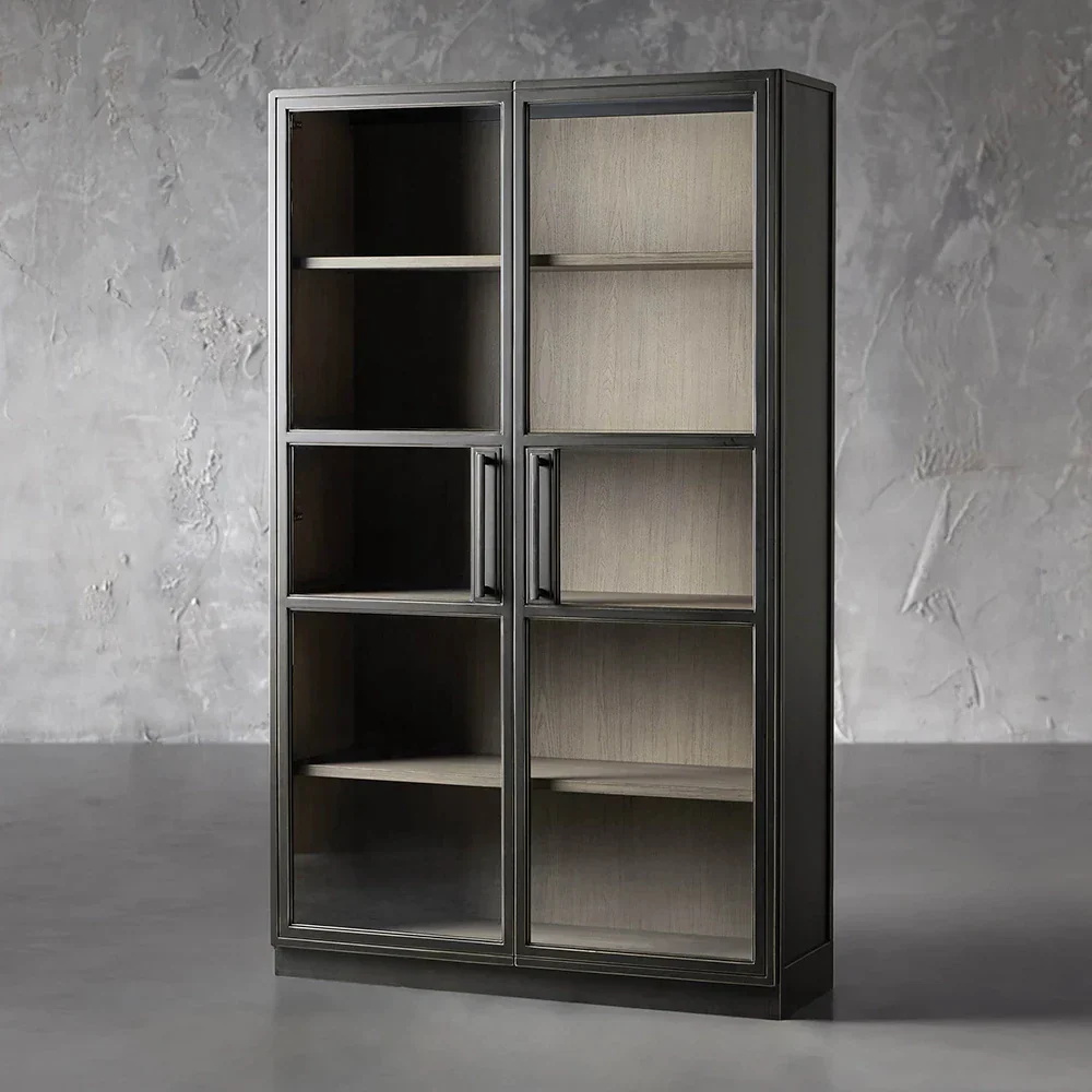 Factory oak and glass Cabinet