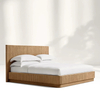 Vertical - grooved Headboard Wood Bed