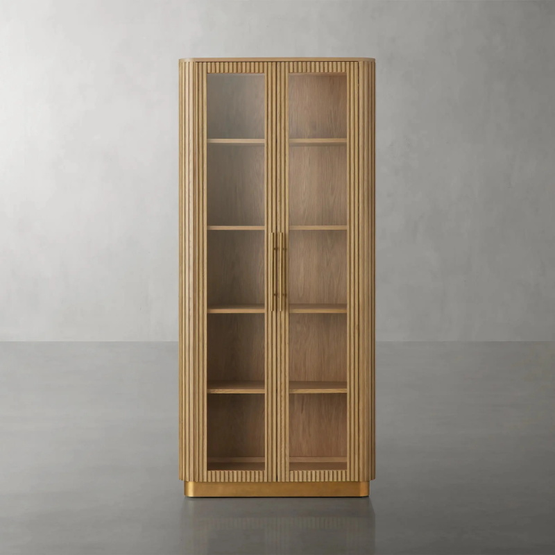 Modern - Luxury Dark Wood Grooved Display Cabinet