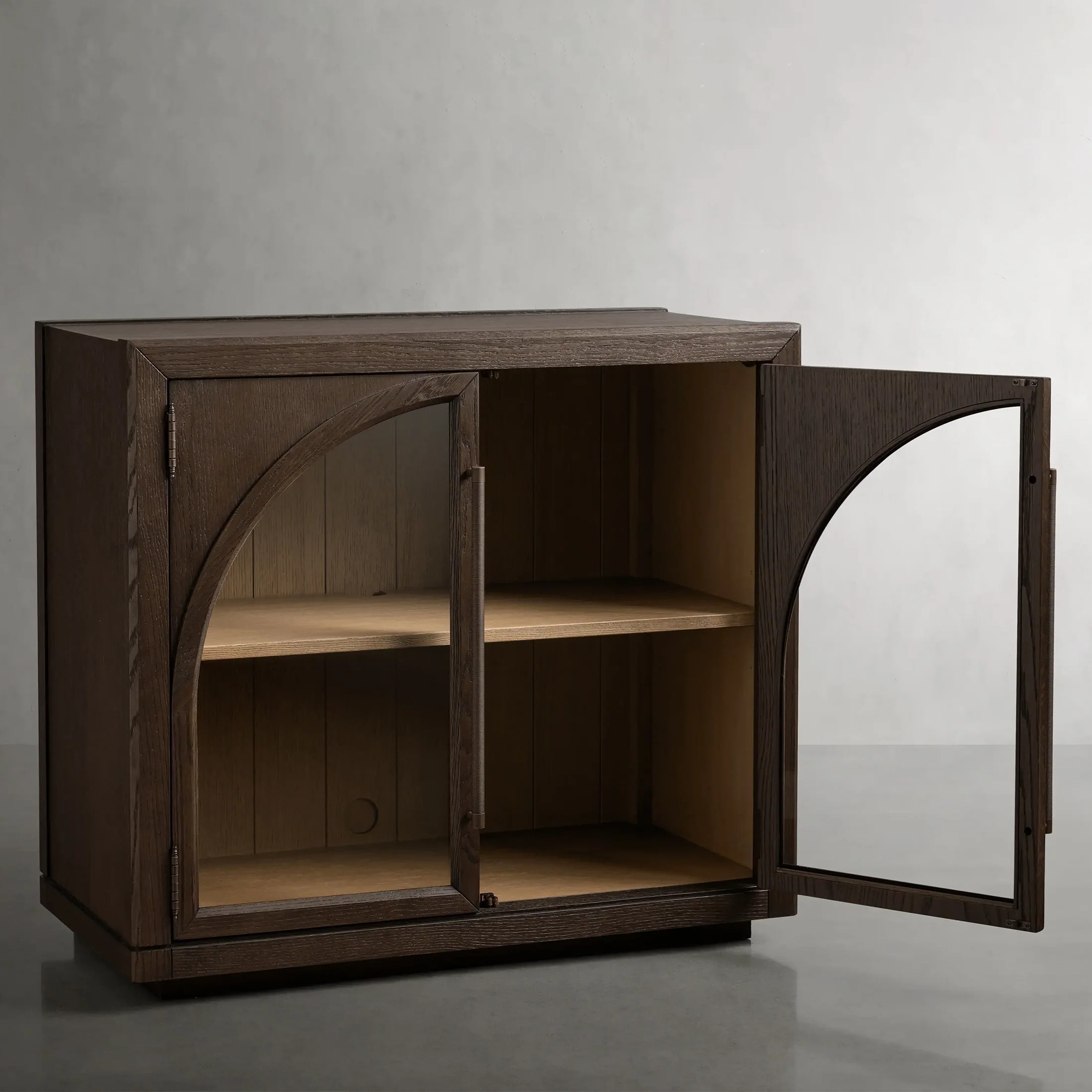 Low - profile Black Glass - front Cabinet