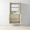 Modern Black Wood Grooved Cabinet