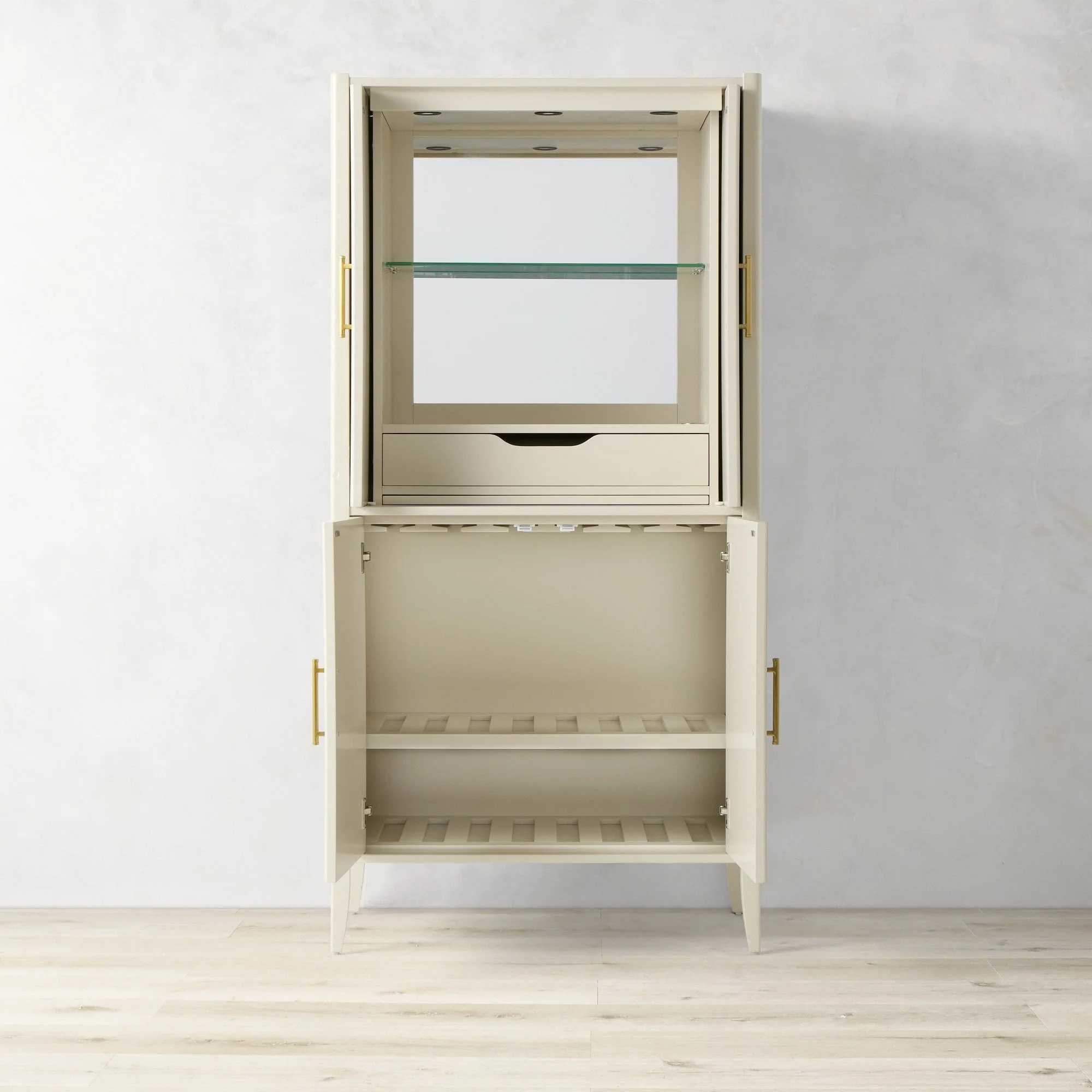 Modern Black Wood Grooved Cabinet