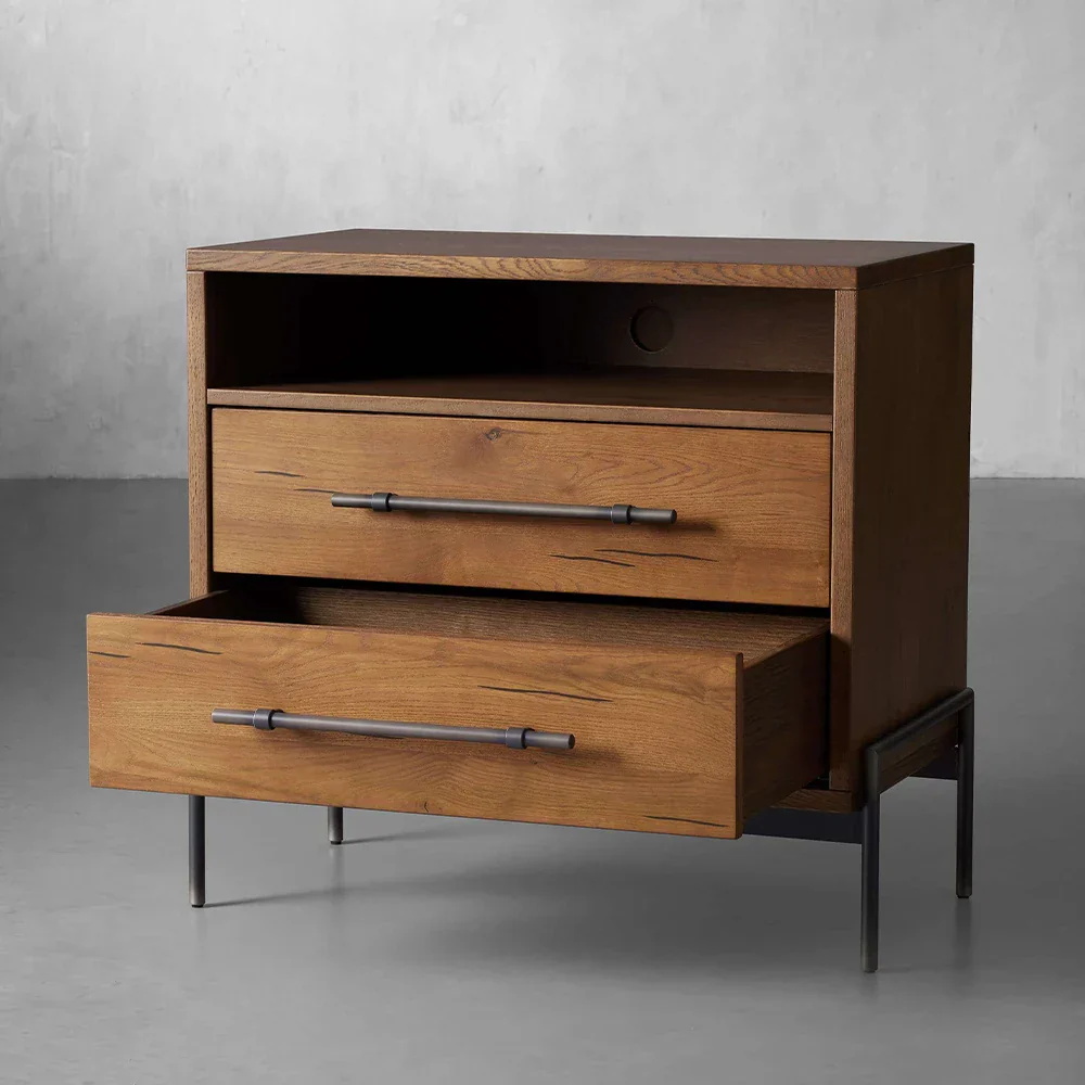  Wood Two - drawer Storage Nightstand