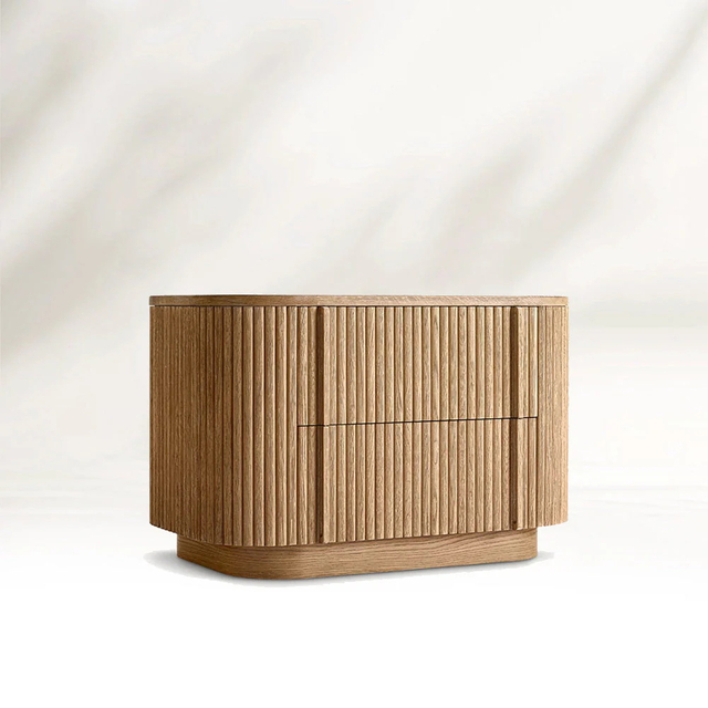 Vertical - striped Curved Nightstand