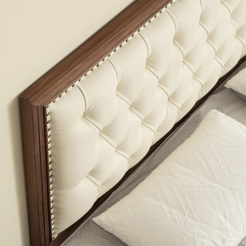 High-end Bedroom Walnut Wood Double Bed