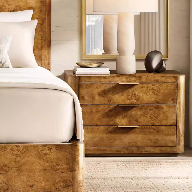 American Rural Tree Bark Bedside Table