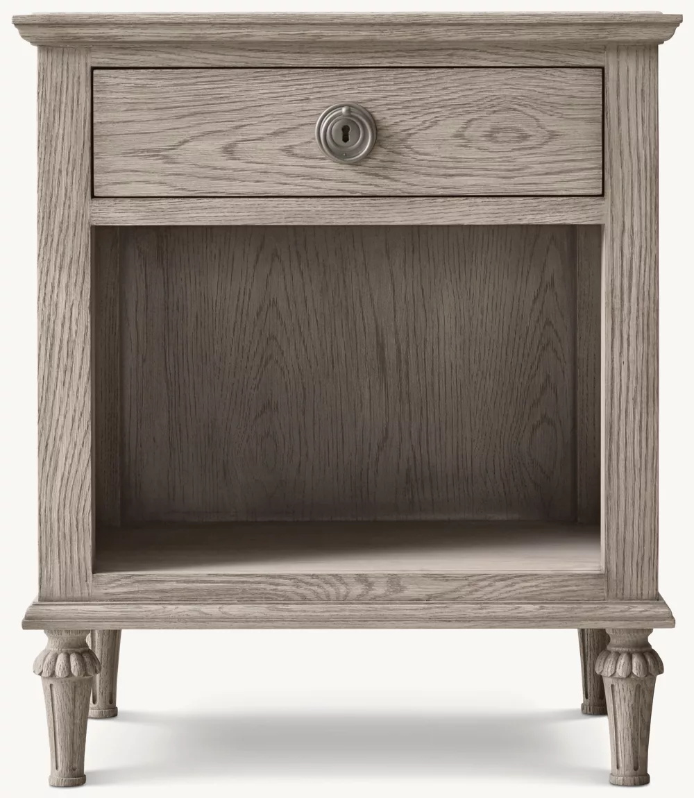 Rattan & Wood Bedside Table