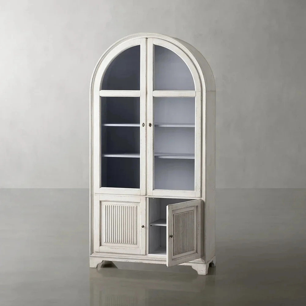 White Oak Serenity Arc Glass Cabinet