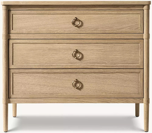White Oak Three-drawer Storage Bedside Table
