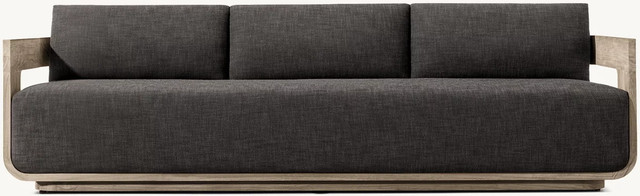 Handmade teak three-seater outdoor sofa