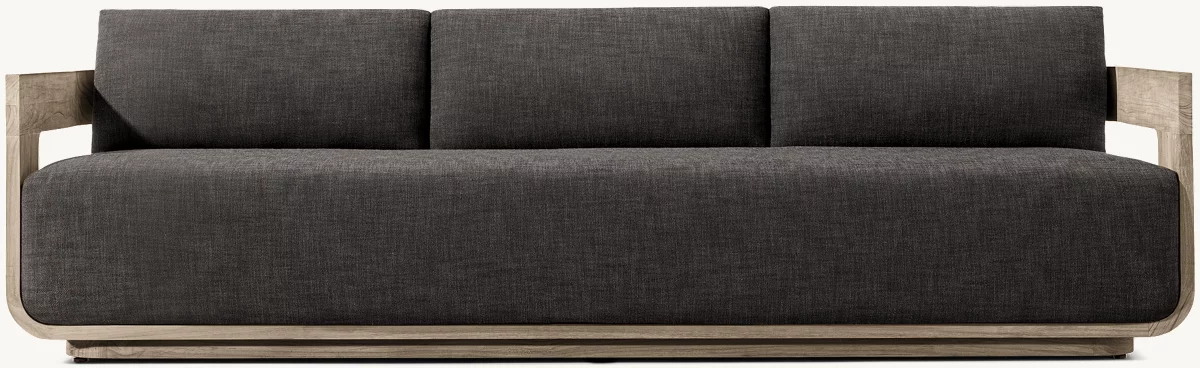 Handmade teak three-seater outdoor sofa