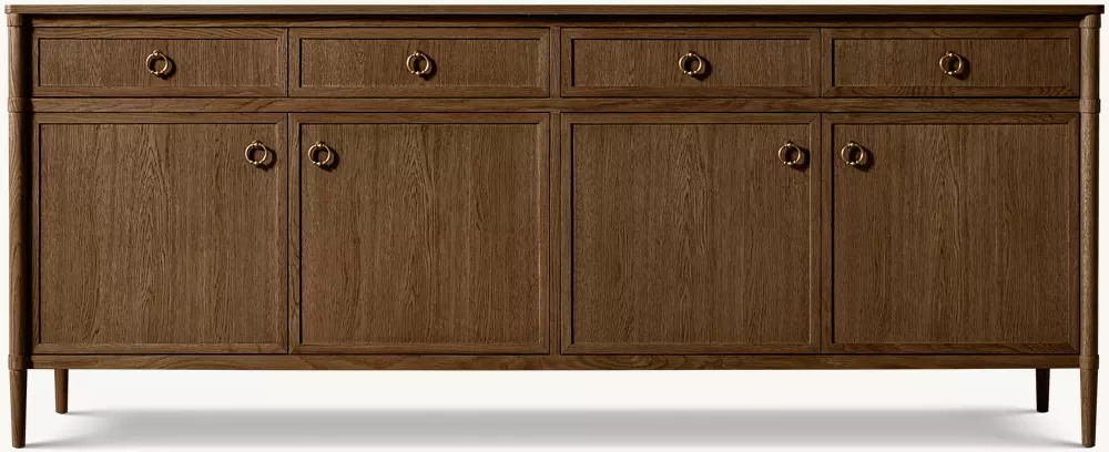 Retro Oak Grain Soft-close Storage Sideboard