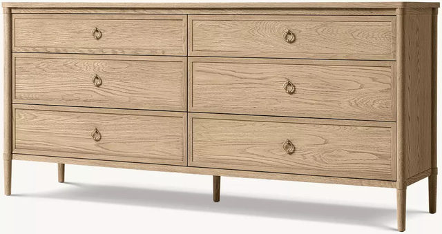 Patterned White Oak Six-Drawer Chest