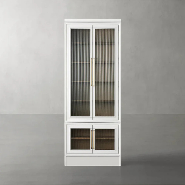 Modular Stacked Reeded Glass Plinth Cabinet