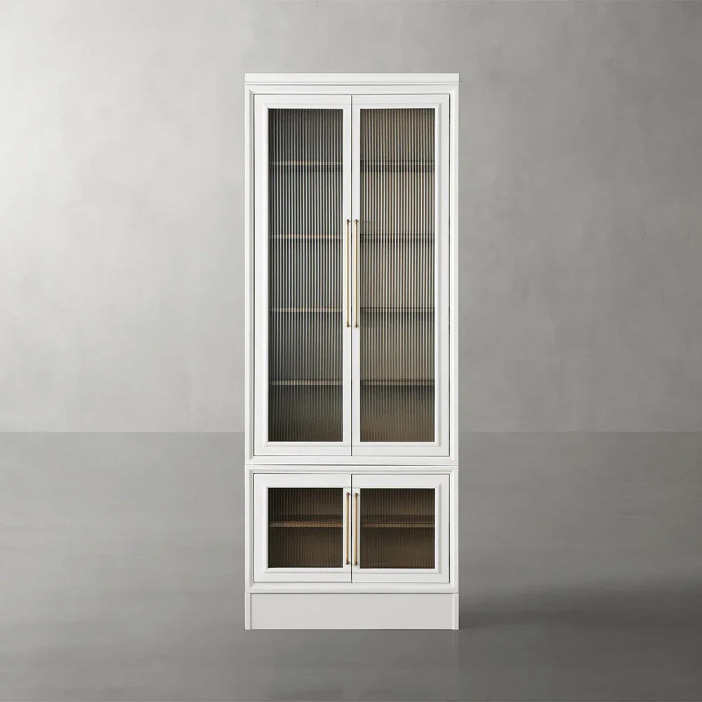 Modular Stacked Reeded Glass Plinth Cabinet