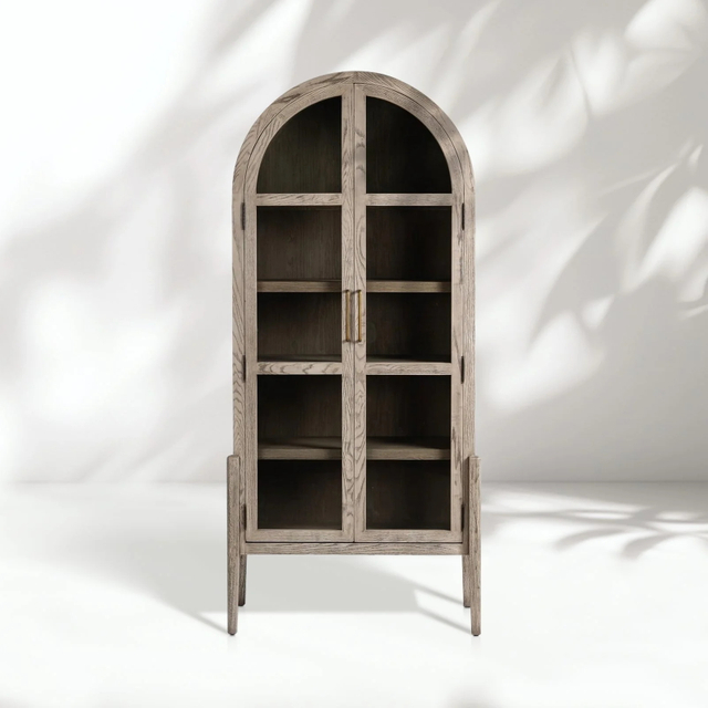 Oak Arch - top Glass - door Bookcase
