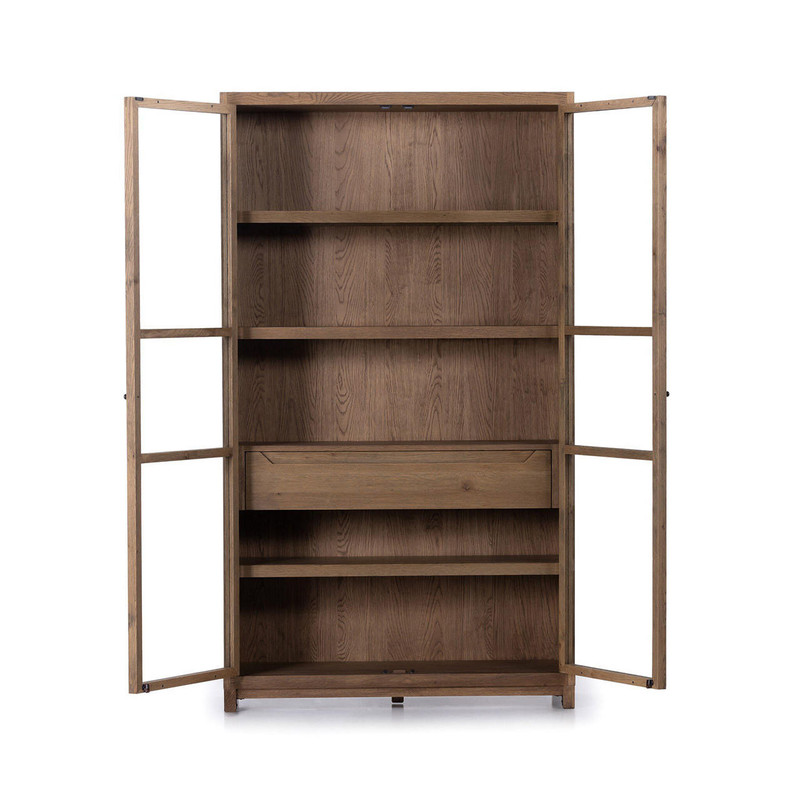 Tellers Tall Black Cabinet with Glass Doors
