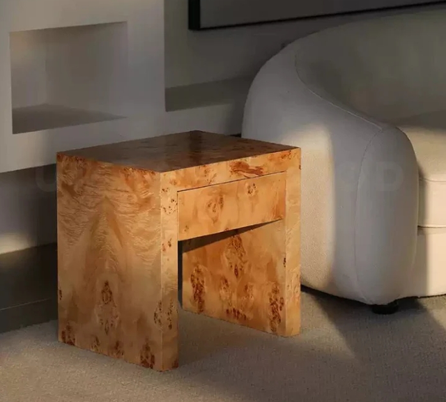 Wabi-sabi Style Solid Wood Side Table