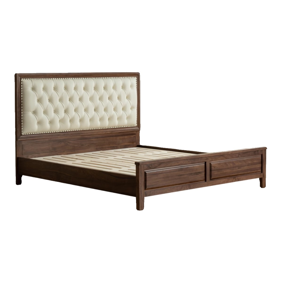 High-end Bedroom Walnut Wood Double Bed