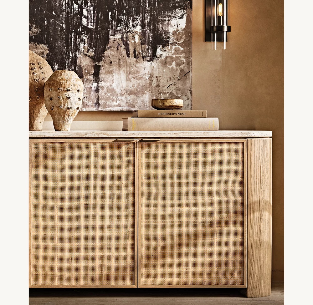 Woven Panel 4-Door Sideboard