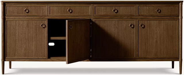 Retro Oak Grain Soft-close Storage Sideboard