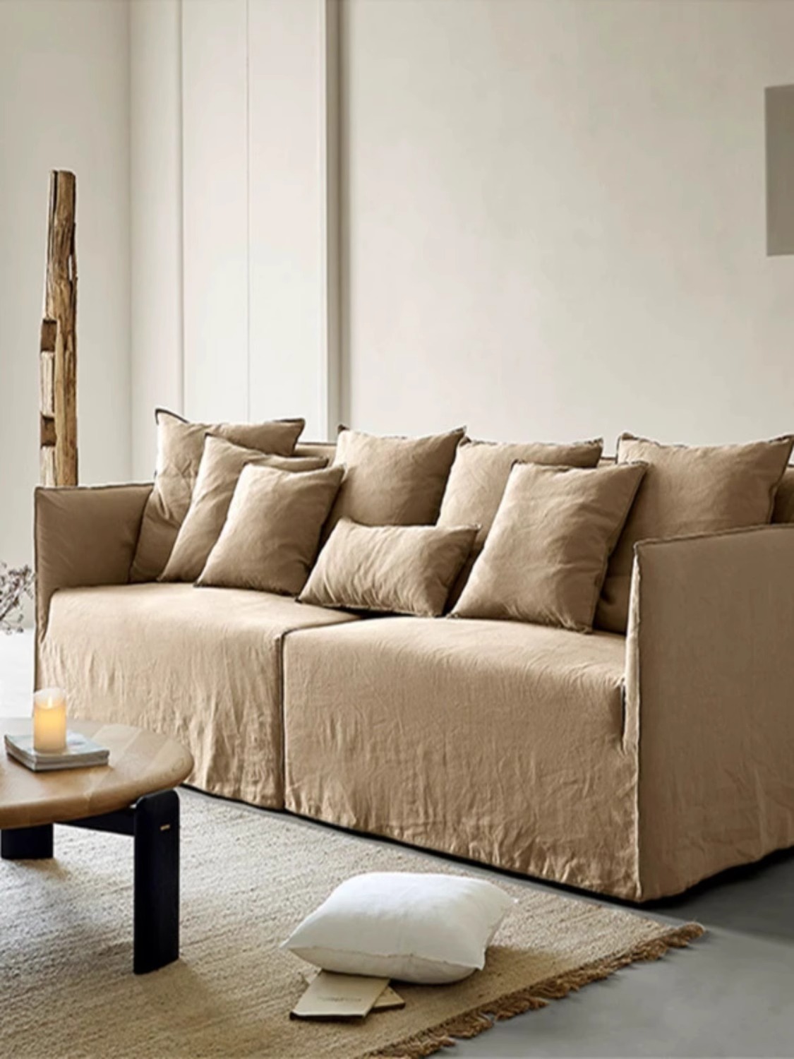 Japanese-style linen fabric simple sofa